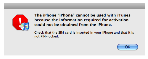 iPhone error in iTunes